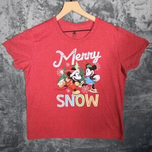 Disney Unisex XXL Red Christmas Holiday Mickey Minnie Merry Tee Shirt